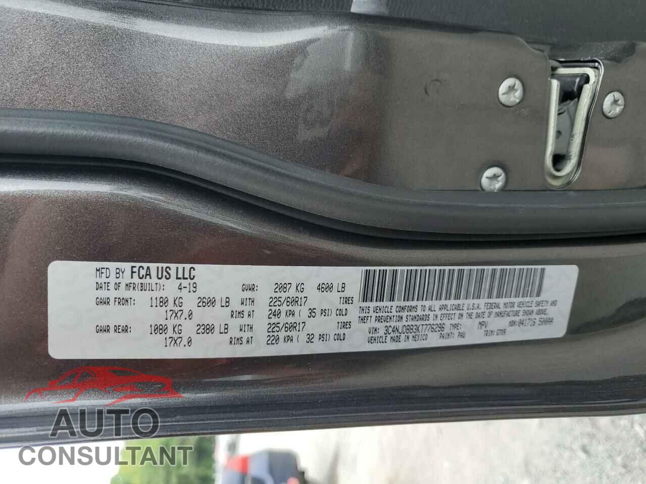 JEEP COMPASS 2019 - 3C4NJDBB3KT776296