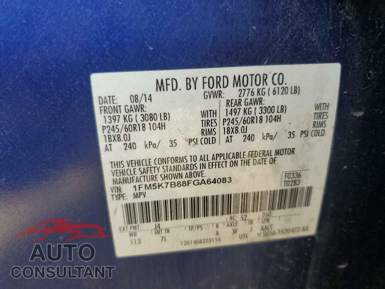 FORD EXPLORER 2015 - 1FM5K7B88FGA64083