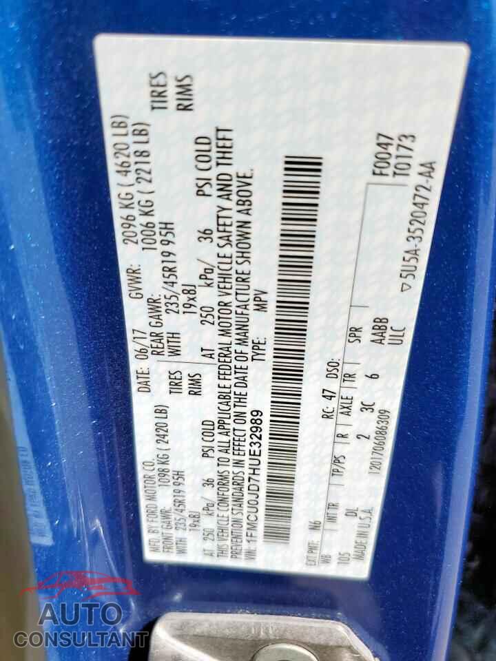 FORD ESCAPE 2017 - 1FMCU0JD7HUE32989