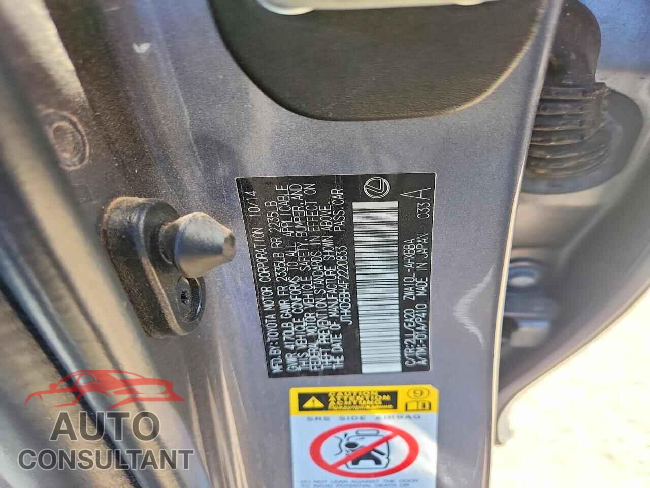 LEXUS CT 200 2015 - JTHKD5BH4F2220833
