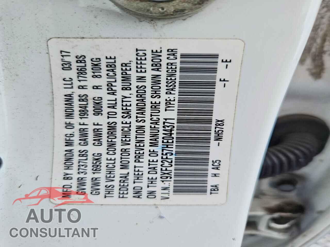 HONDA CIVIC 2017 - 19XFC2F57HE044371