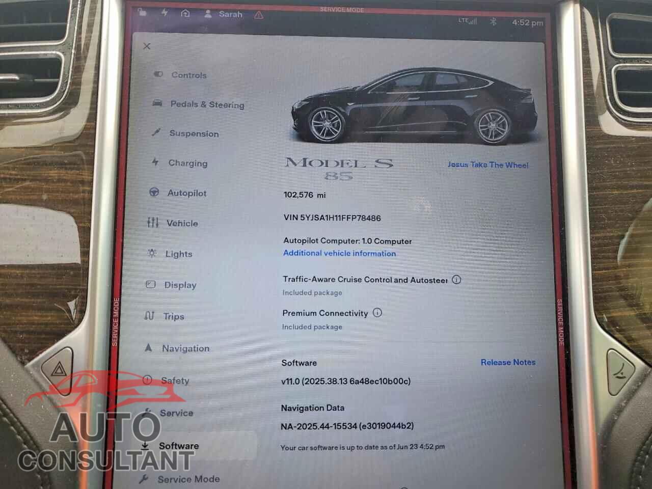 TESLA MODEL S 2015 - 5YJSA1H11FFP78486