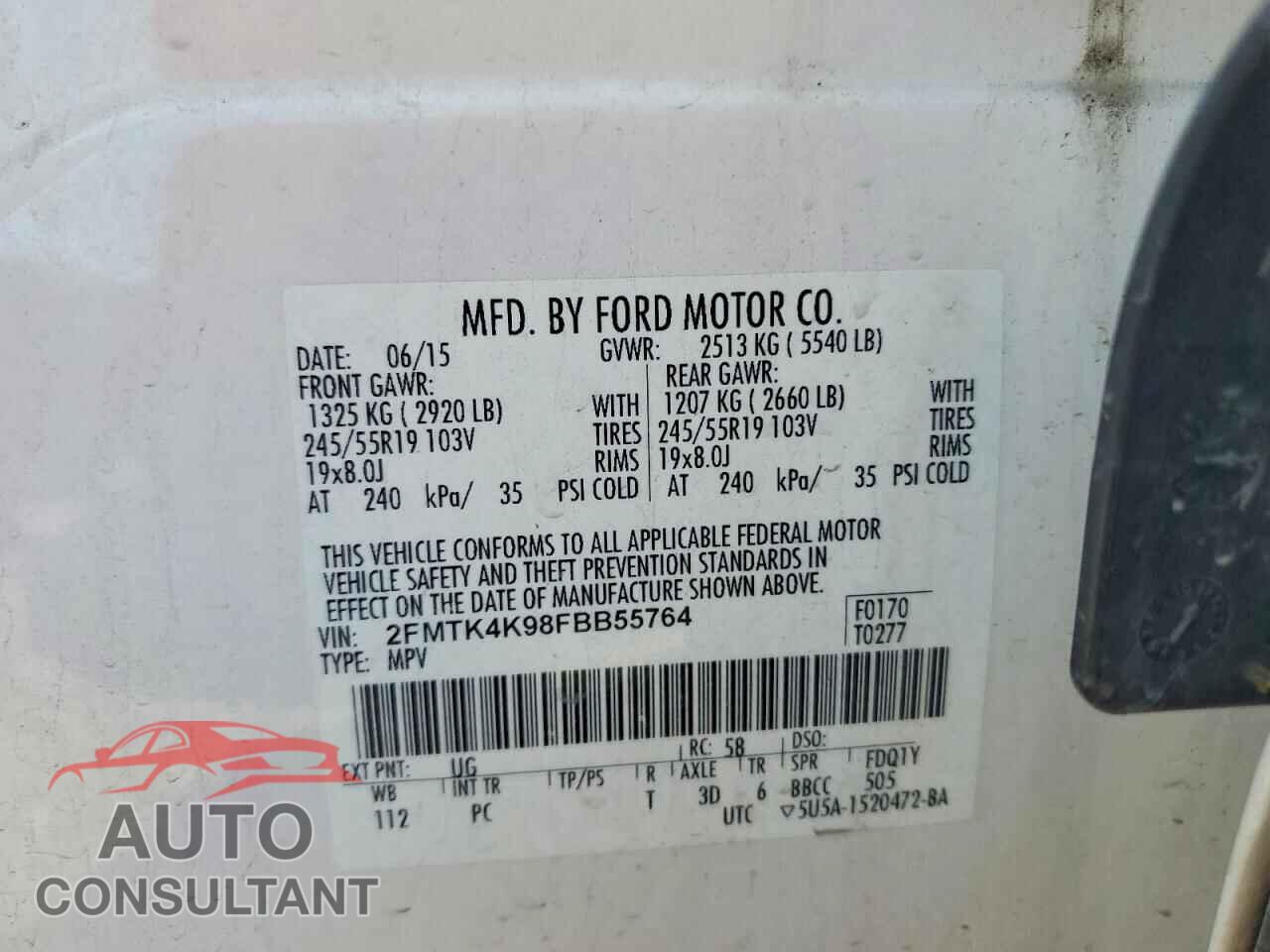 FORD EDGE 2015 - 2FMTK4K98FBB55764