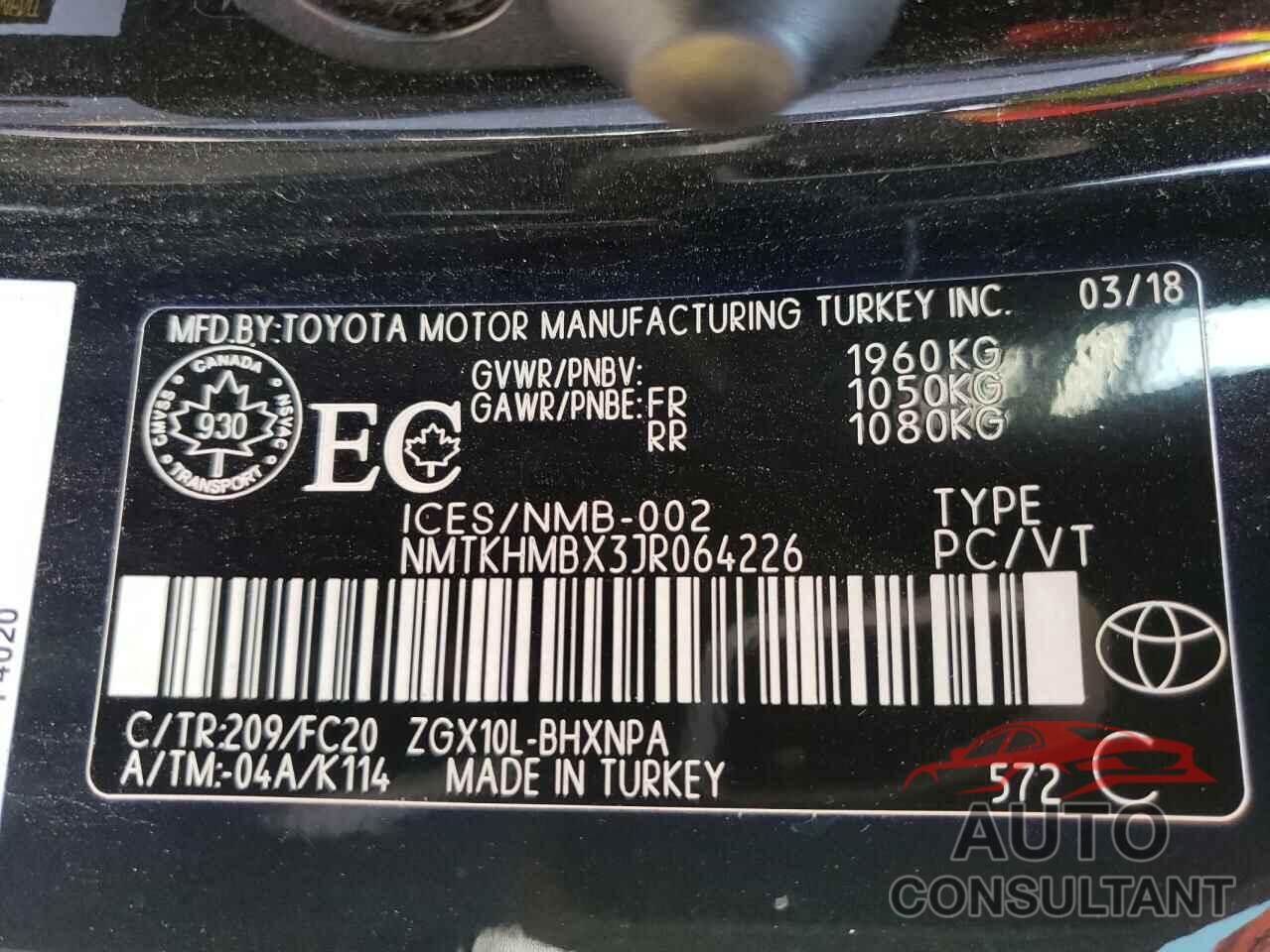 TOYOTA C-HR 2018 - NMTKHMBX3JR064226