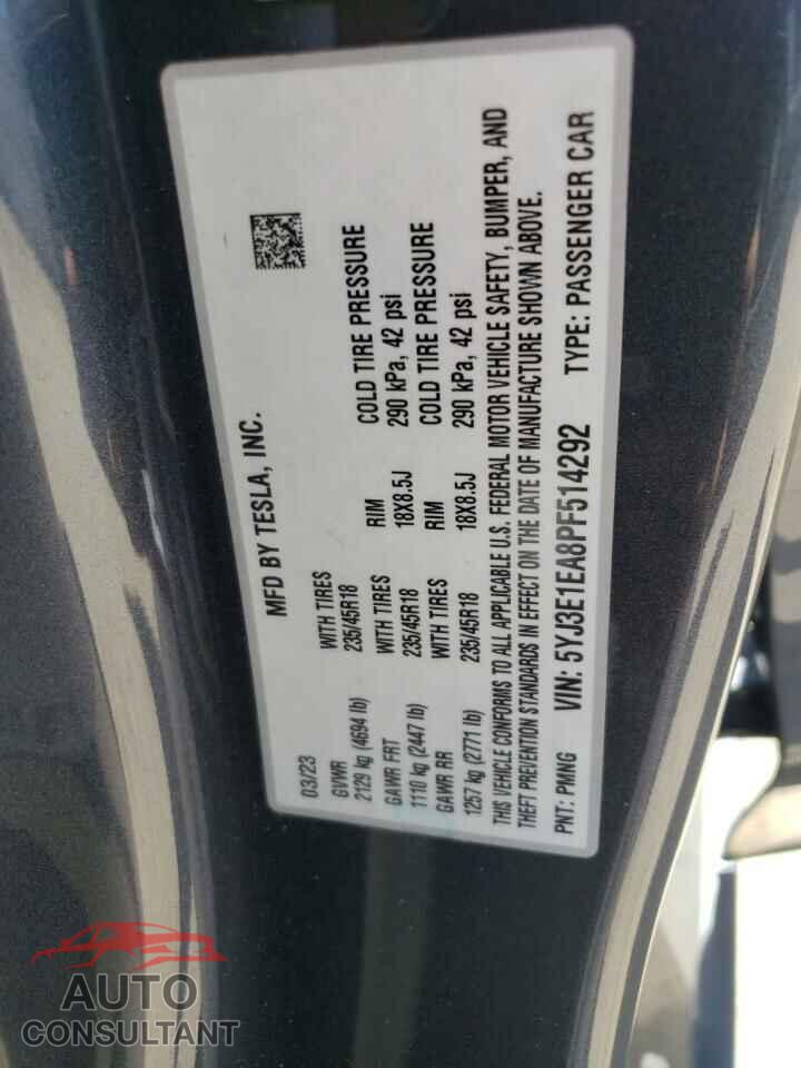 TESLA MODEL 3 2023 - 5YJ3E1EA8PF514292