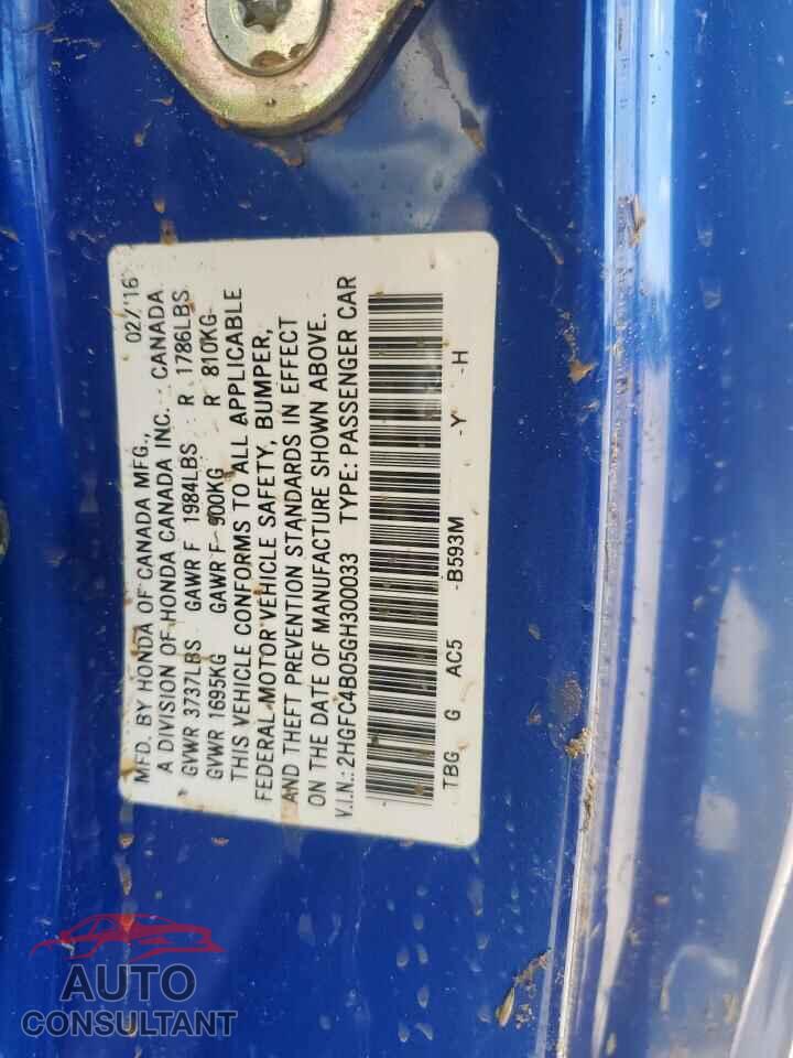 HONDA CIVIC 2016 - 2HGFC4B05GH300033