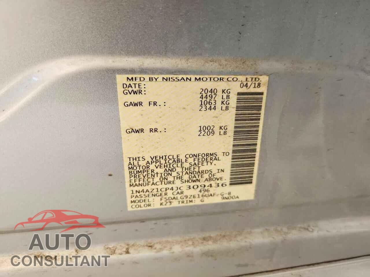 NISSAN LEAF 2018 - 1N4AZ1CP4JC309436
