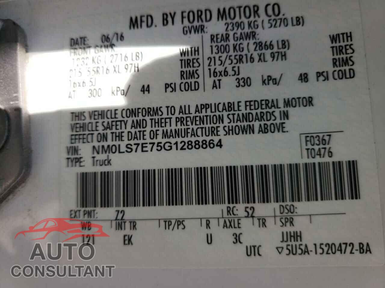FORD TRANSIT 2016 - NM0LS7E75G1288864