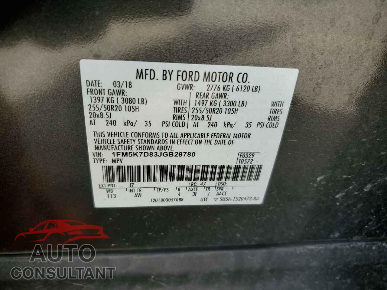 FORD EXPLORER 2018 - 1FM5K7D83JGB28780