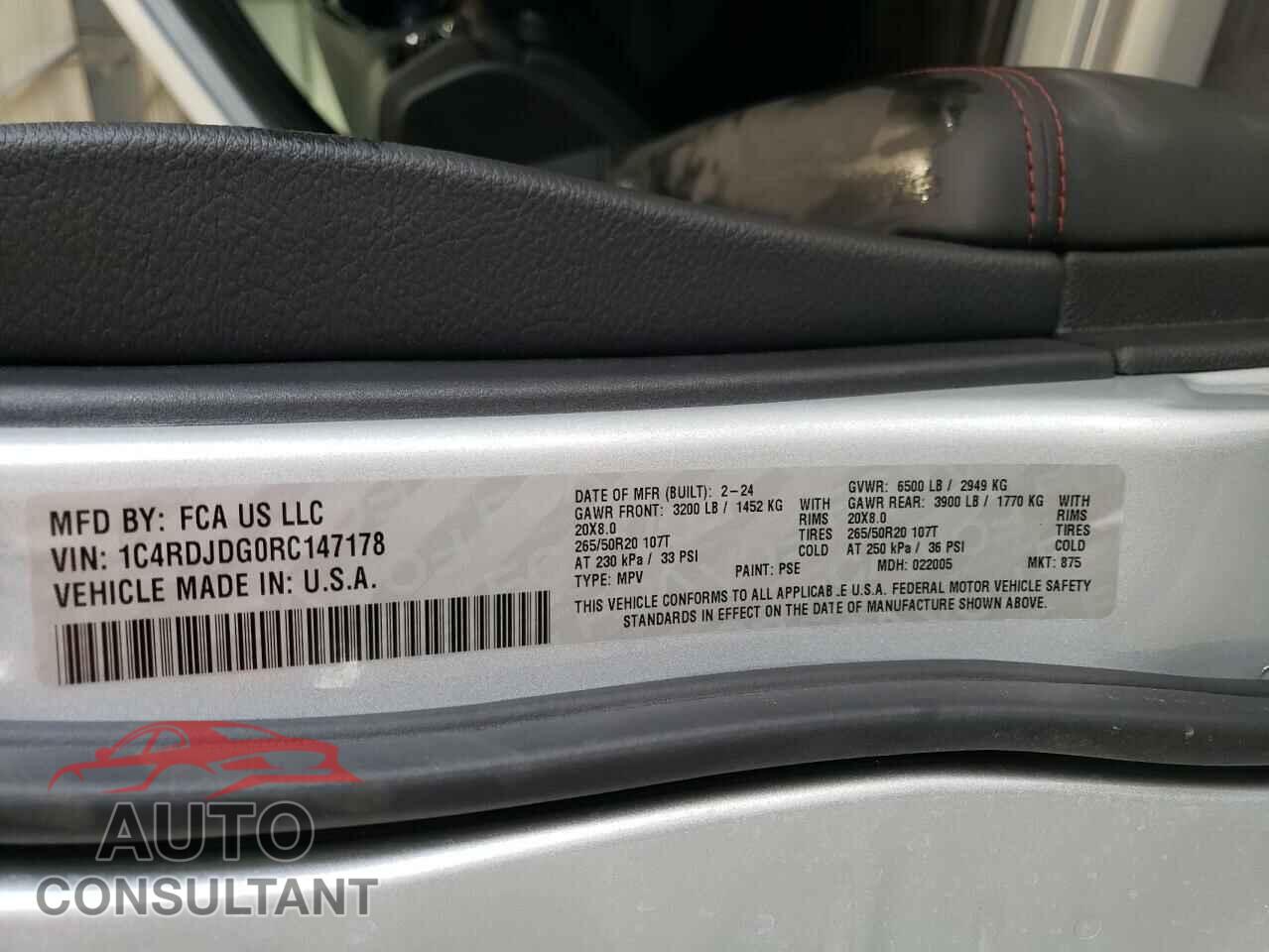 DODGE DURANGO 2024 - 1C4RDJDG0RC147178