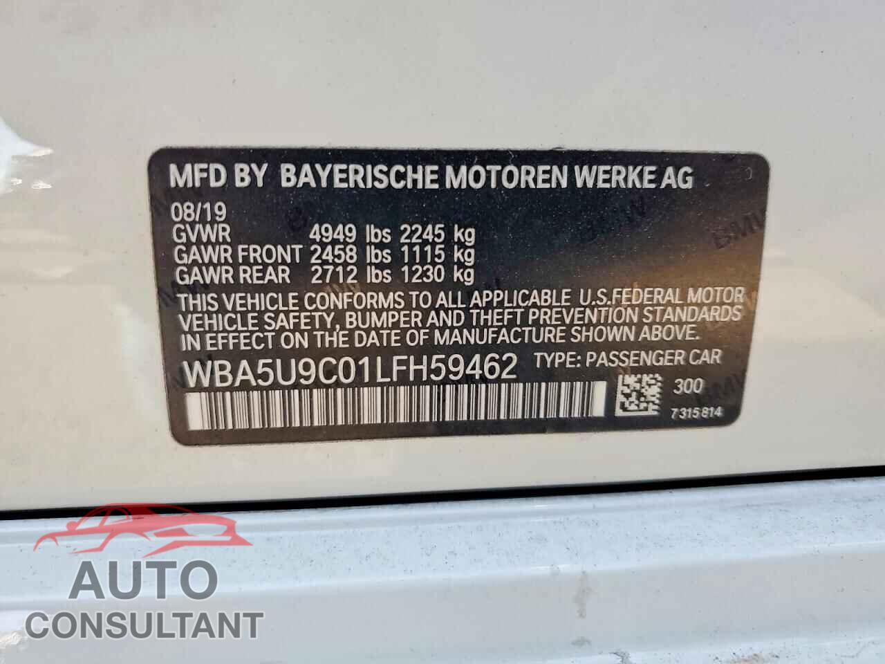 BMW M3 2020 - WBA5U9C01LFH59462