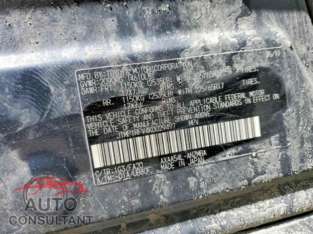 TOYOTA RAV4 2019 - JTMP1RFV4KD029497