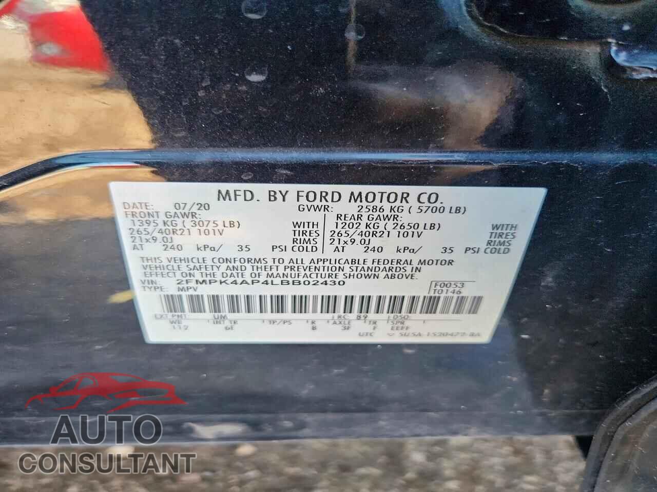 FORD EDGE 2020 - 2FMPK4AP4LBB02430