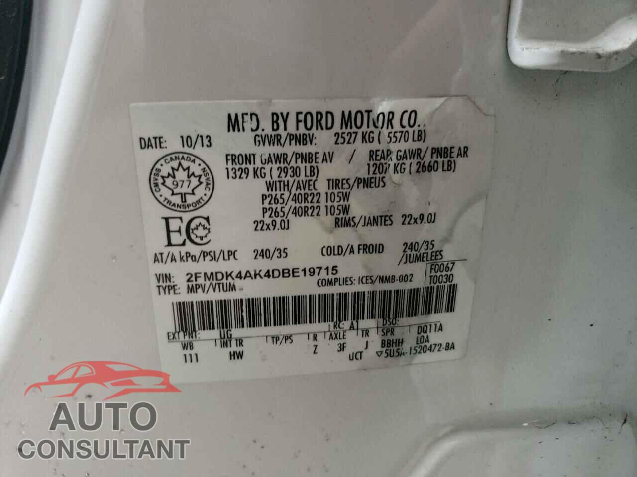 FORD EDGE 2013 - 2FMDK4AK4DBE19715