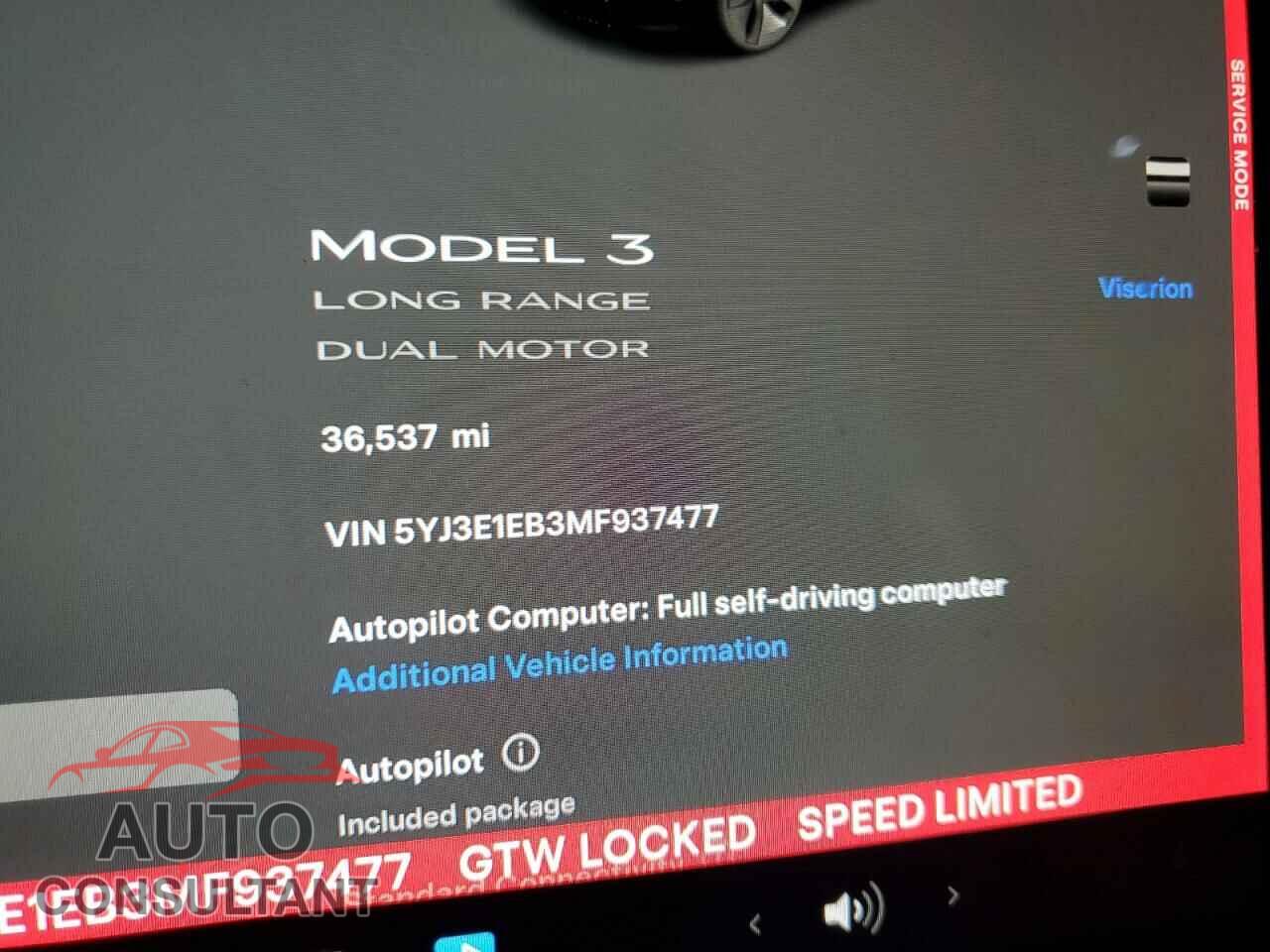 TESLA MODEL 3 2021 - 5YJ3E1EB3MF937477