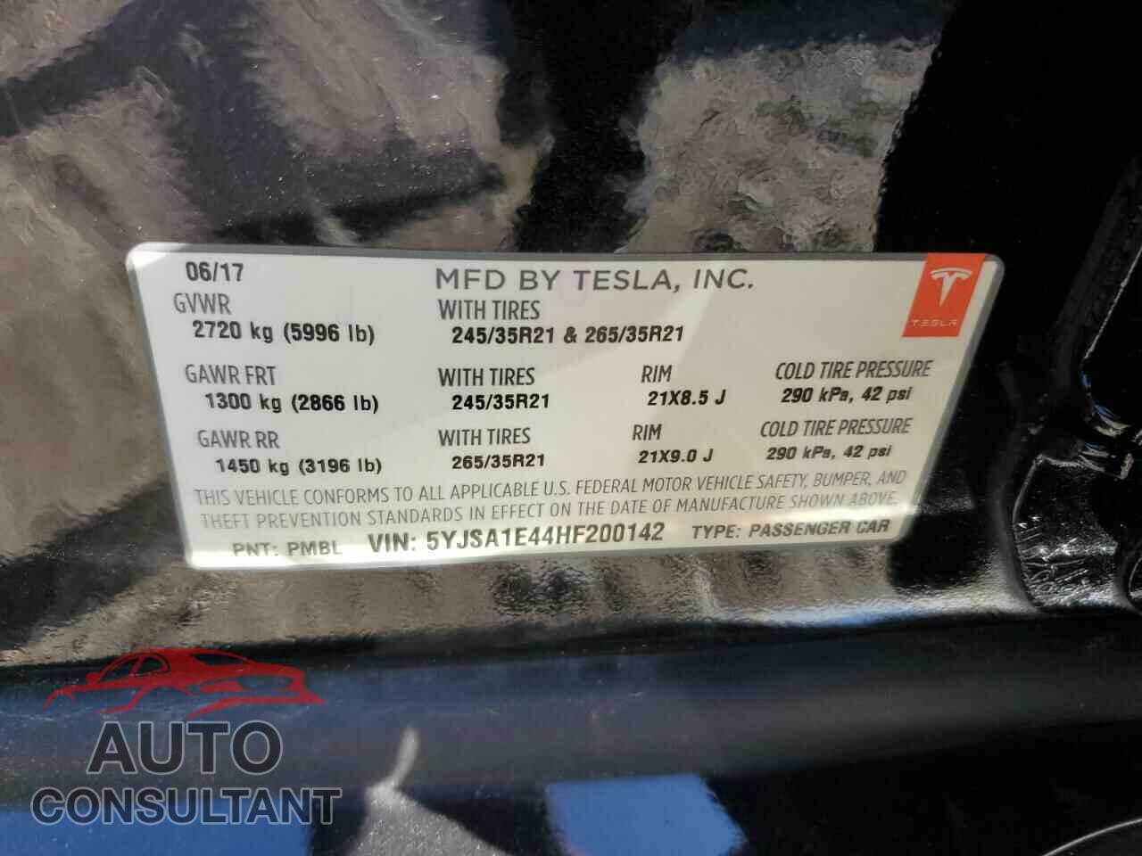 TESLA MODEL S 2017 - 5YJSA1E44HF200142