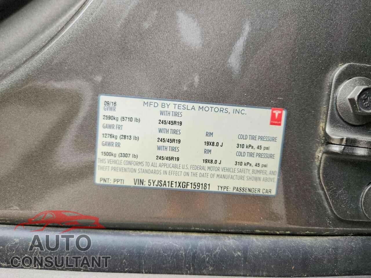 TESLA MODEL S 2016 - 5YJSA1E1XGF159181