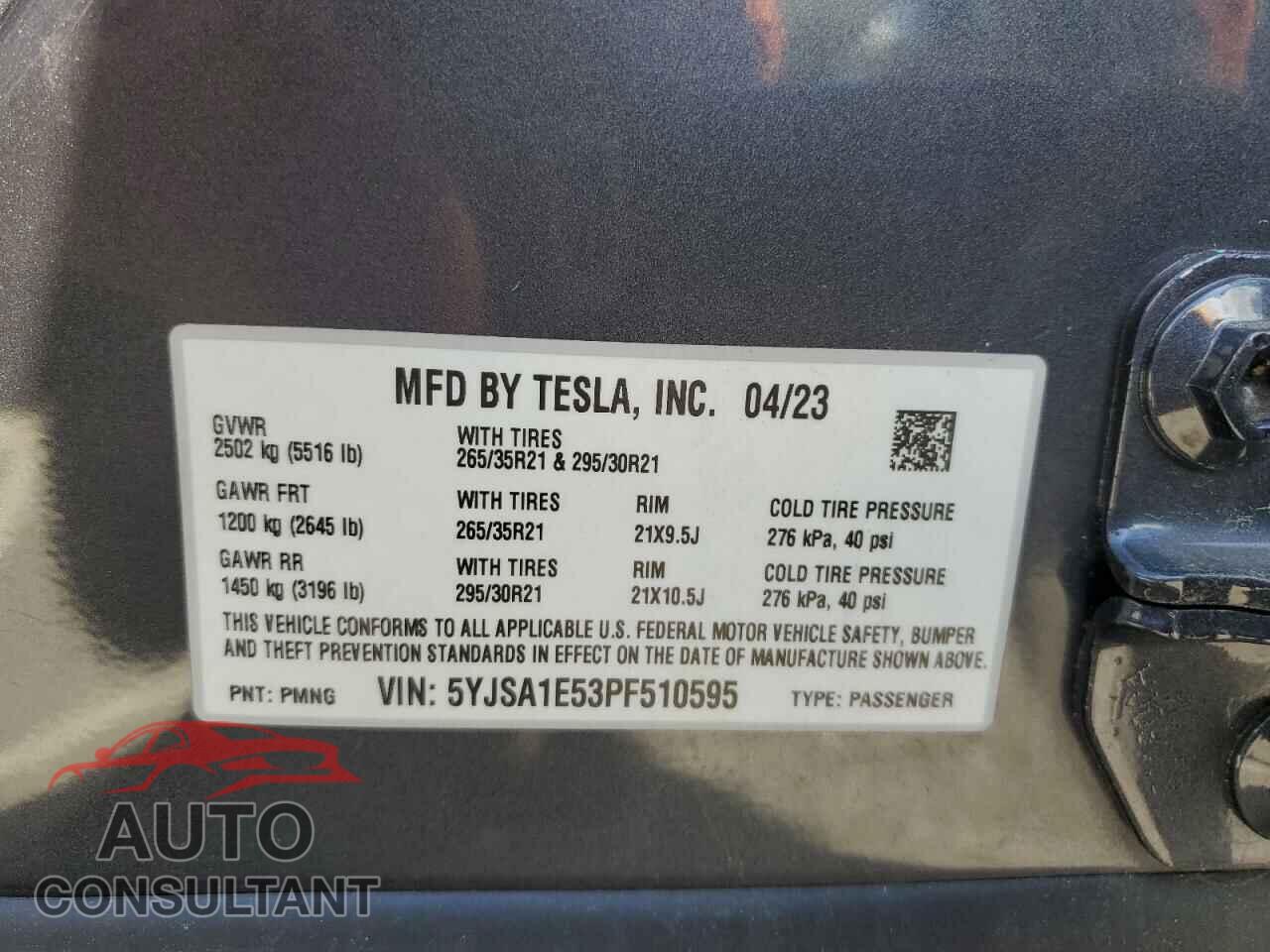 TESLA MODEL S 2023 - 5YJSA1E53PF510595