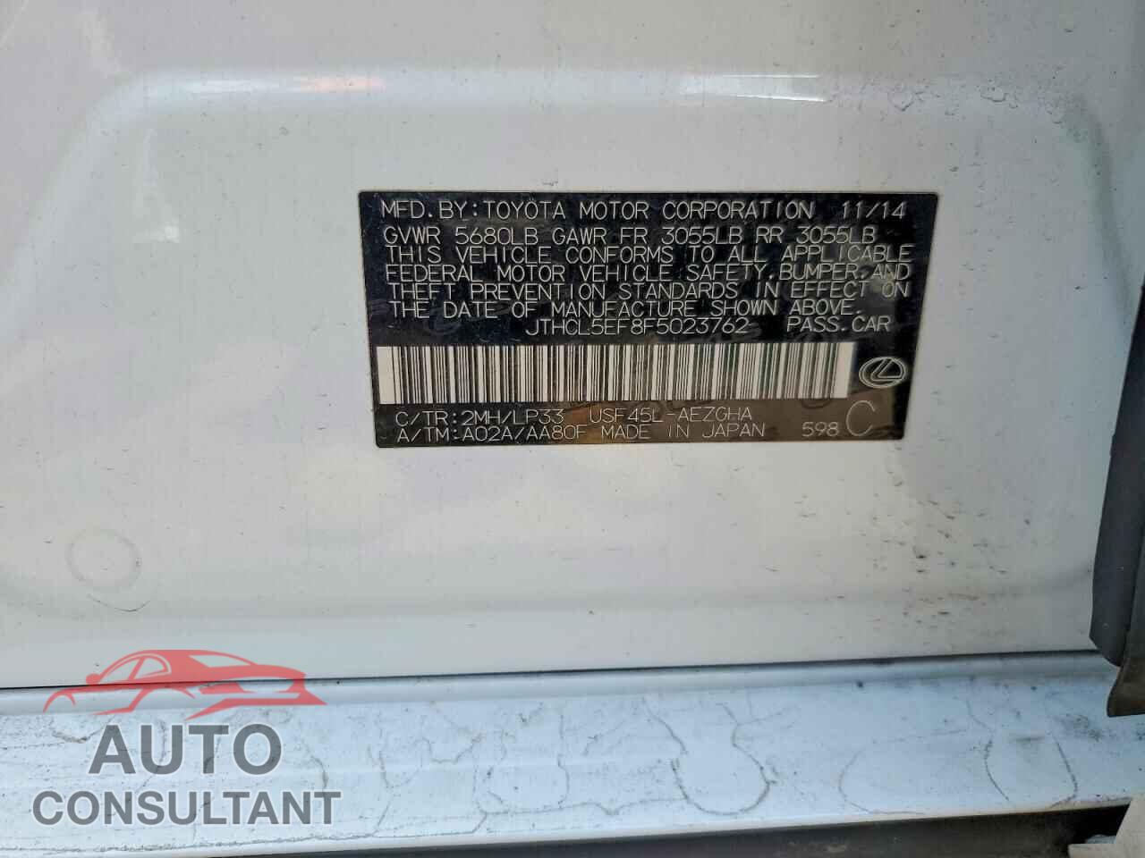 LEXUS LS460 2015 - JTHCL5EF8F5023762