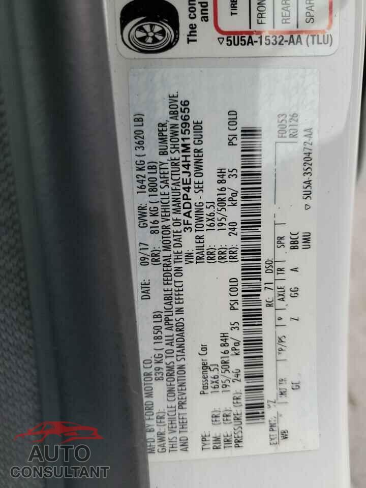 FORD FIESTA 2017 - 3FADP4EJ4HM159656