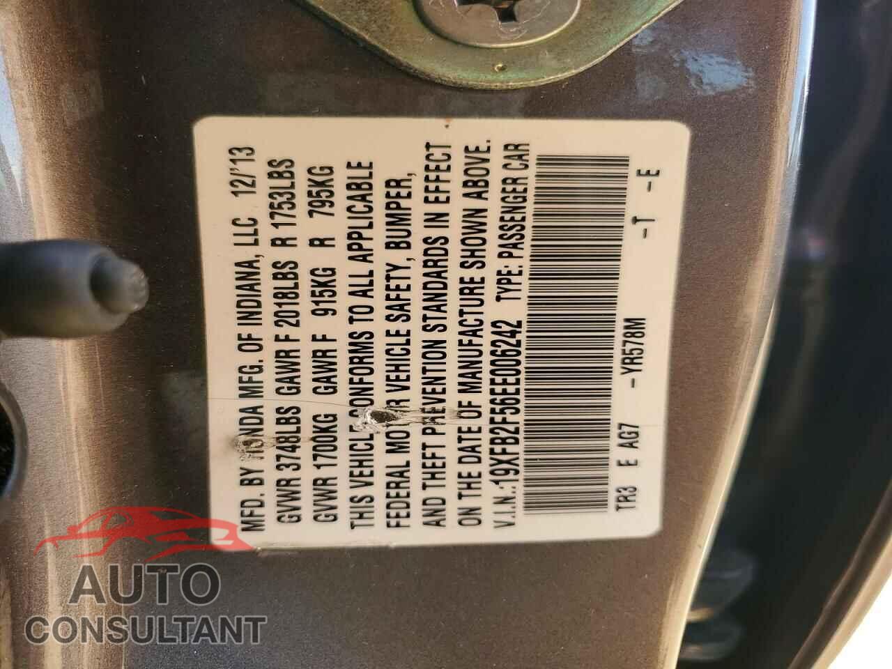 HONDA CIVIC 2014 - 19XFB2F56EE006242