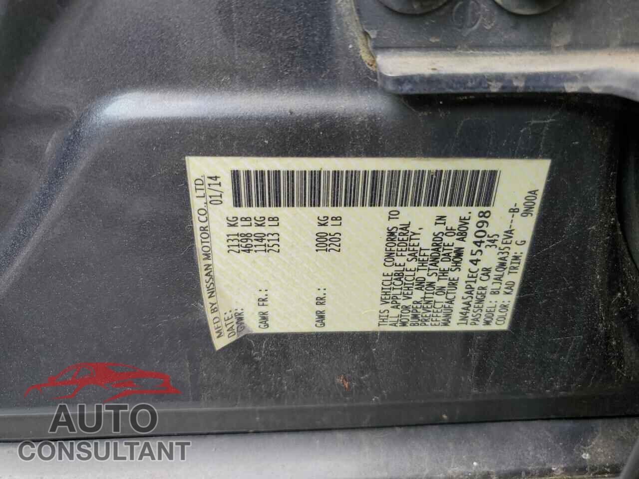 NISSAN MAXIMA 2014 - 1N4AA5AP1EC454098