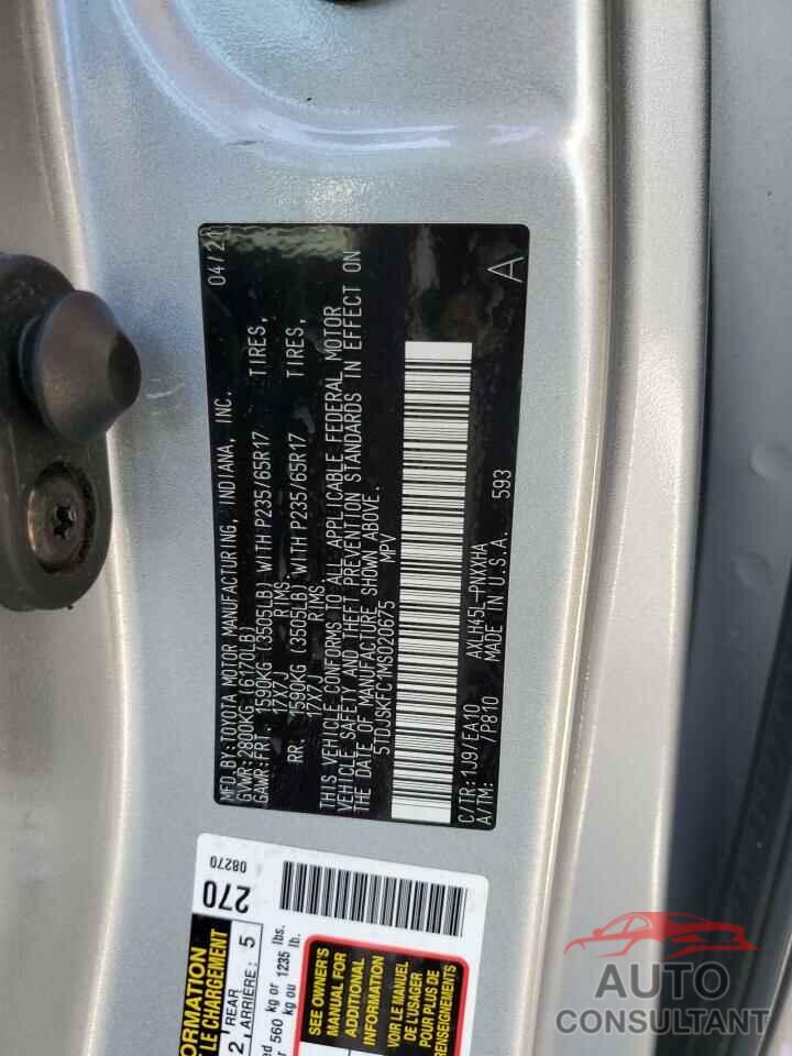 TOYOTA All Models 2021 - 5TDJSKFC1MS020675