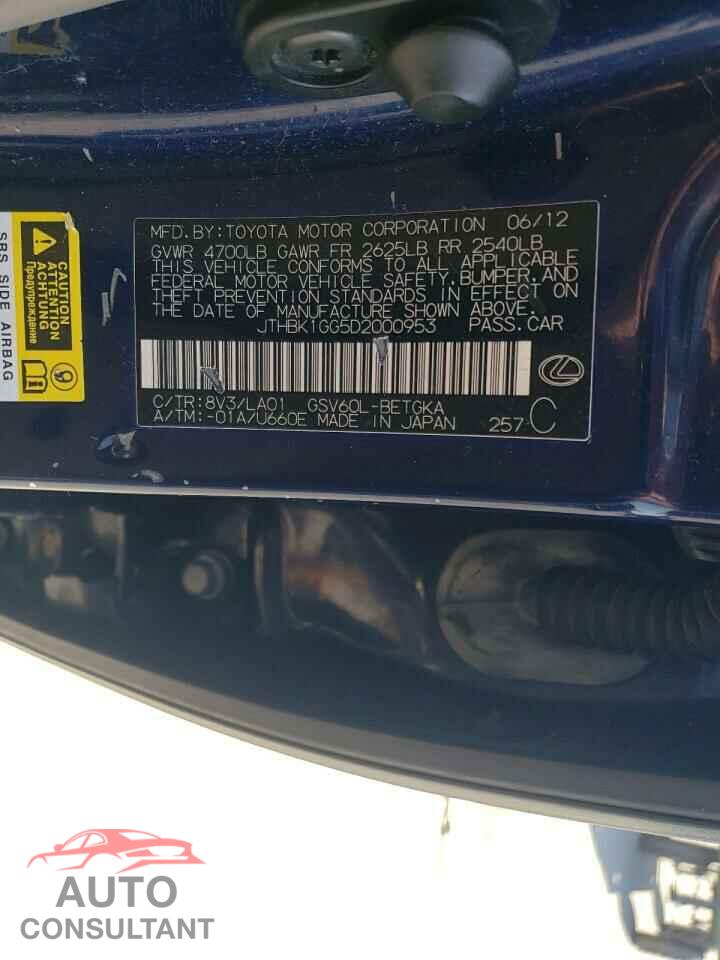 LEXUS ES350 2013 - JTHBK1GG5D2000953