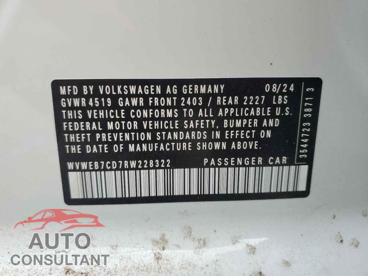 VOLKSWAGEN GOLF 2024 - WVWEB7CD7RW228322