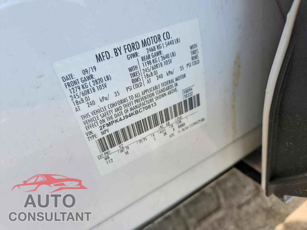 FORD EDGE 2019 - 2FMPK4J94KBC70813
