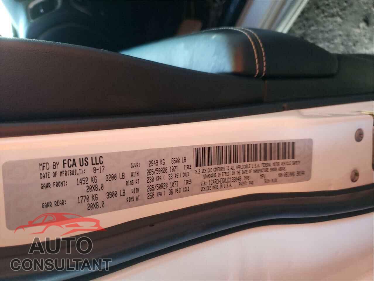 DODGE DURANGO 2018 - 1C4RDHEG0JC133048