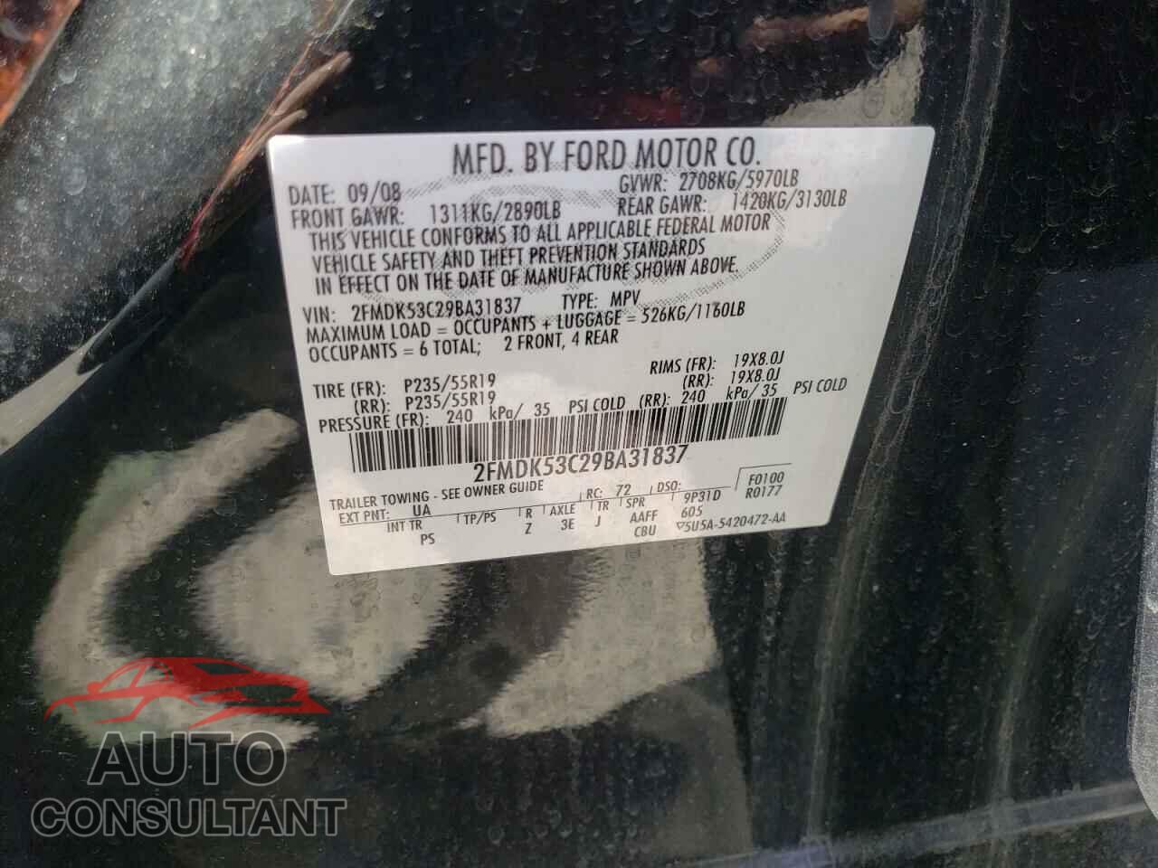 FORD FLEX 2009 - 2FMDK53C29BA31837