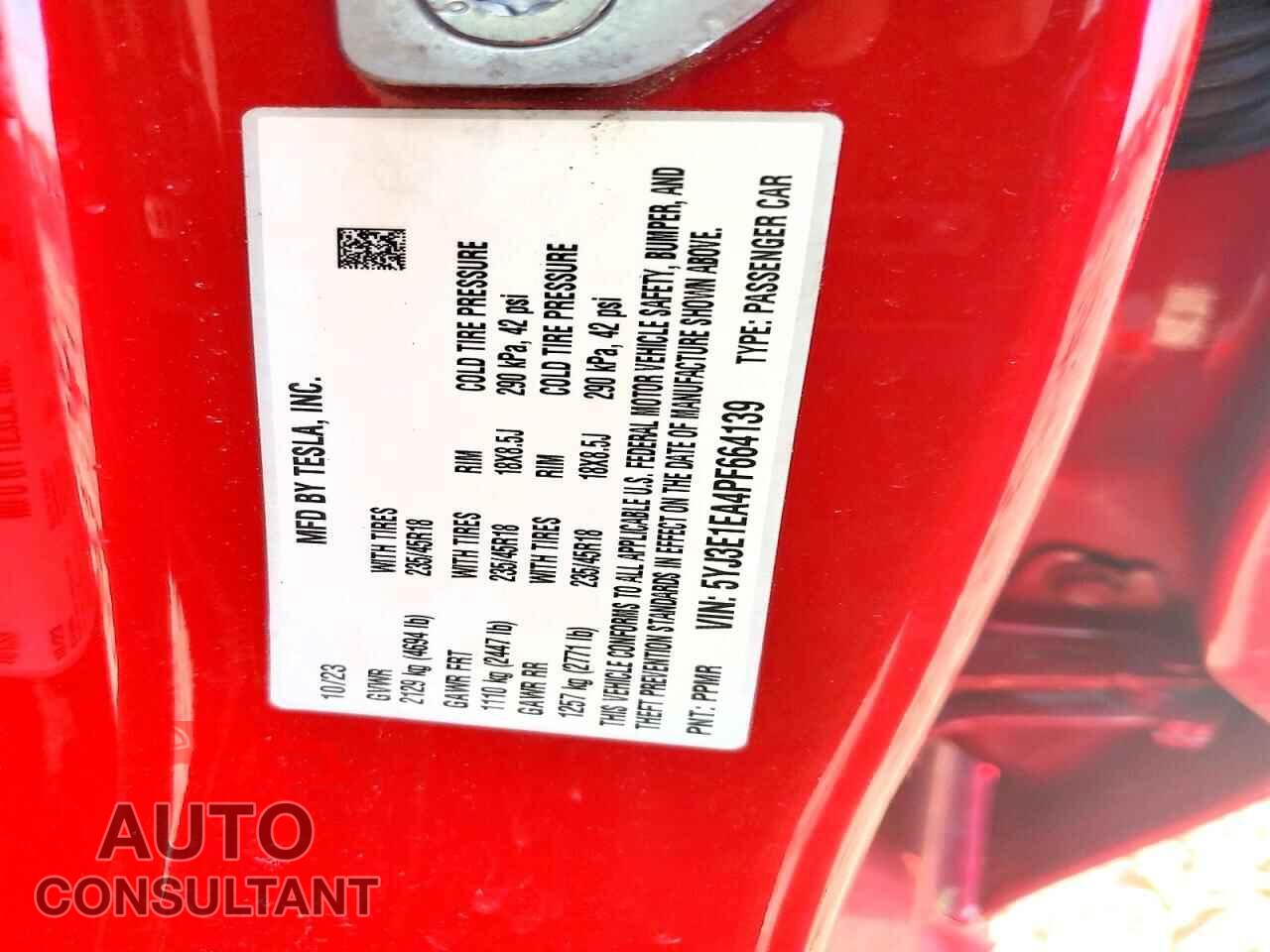 TESLA MODEL 3 2023 - 5YJ3E1EA4PF664139