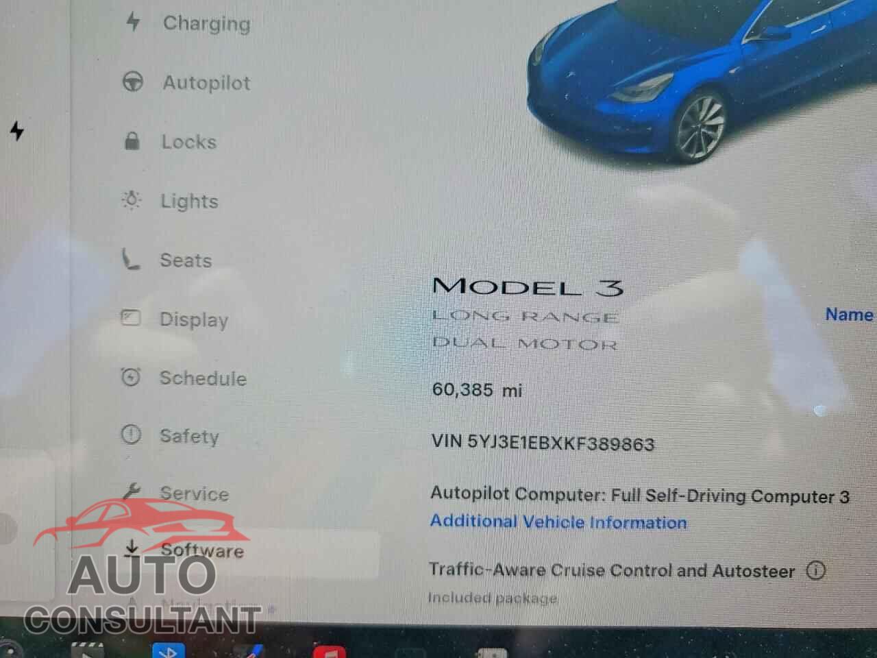 TESLA MODEL 3 2019 - 5YJ3E1EBXKF389863