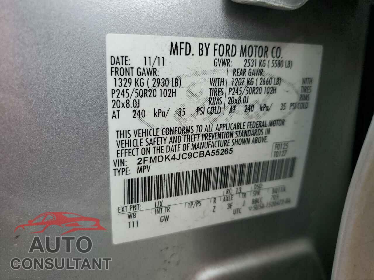 FORD EDGE 2012 - 2FMDK4JC9CBA55265