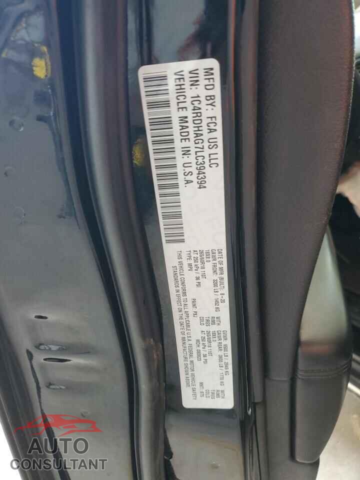 DODGE DURANGO 2020 - 1C4RDHAG7LC394394
