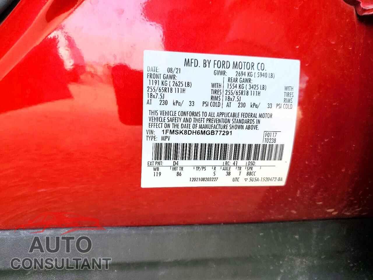 FORD EXPLORER 2021 - 1FMSK8DH6MGB77291