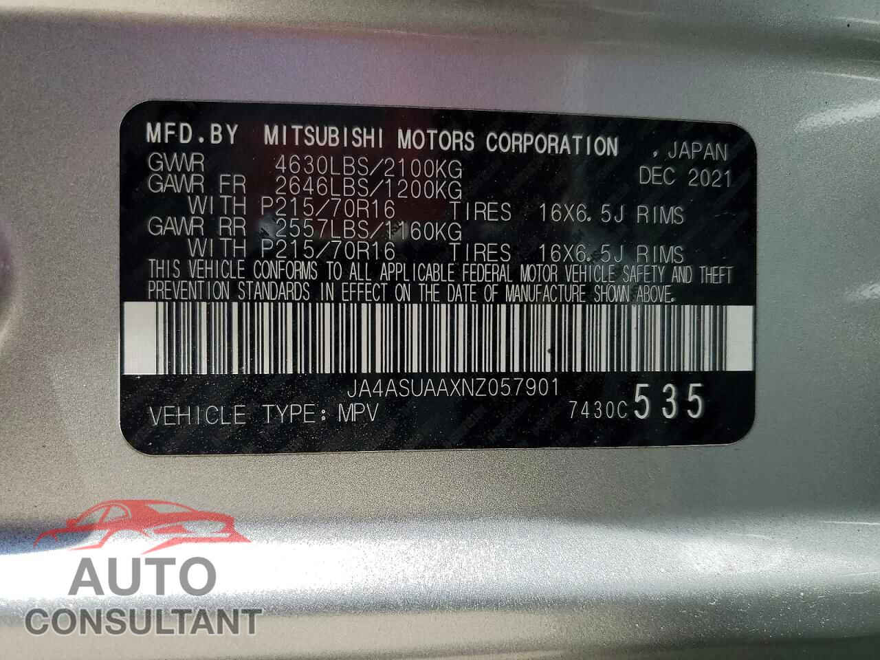 MITSUBISHI ECLIPSE 2022 - JA4ASUAAXNZ057901