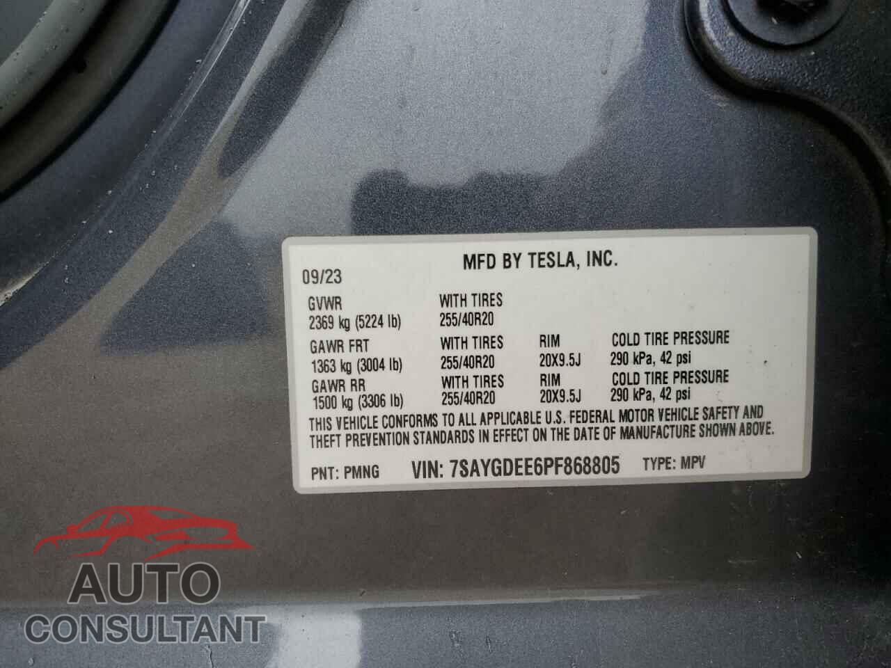 TESLA MODEL Y 2023 - 7SAYGDEE6PF868805