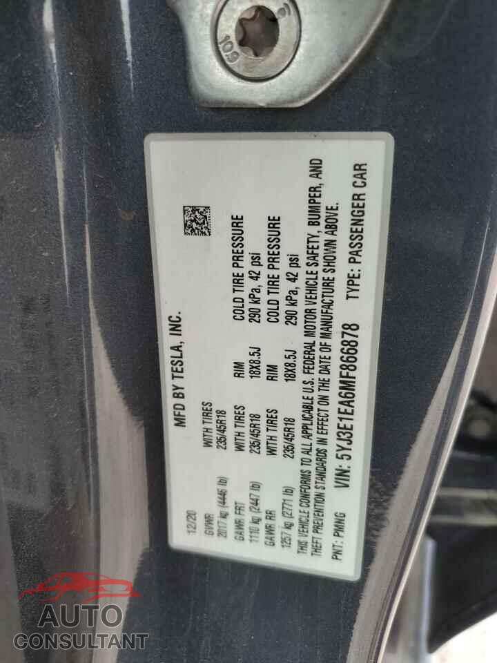 TESLA MODEL 3 2021 - 5YJ3E1EA6MF866878