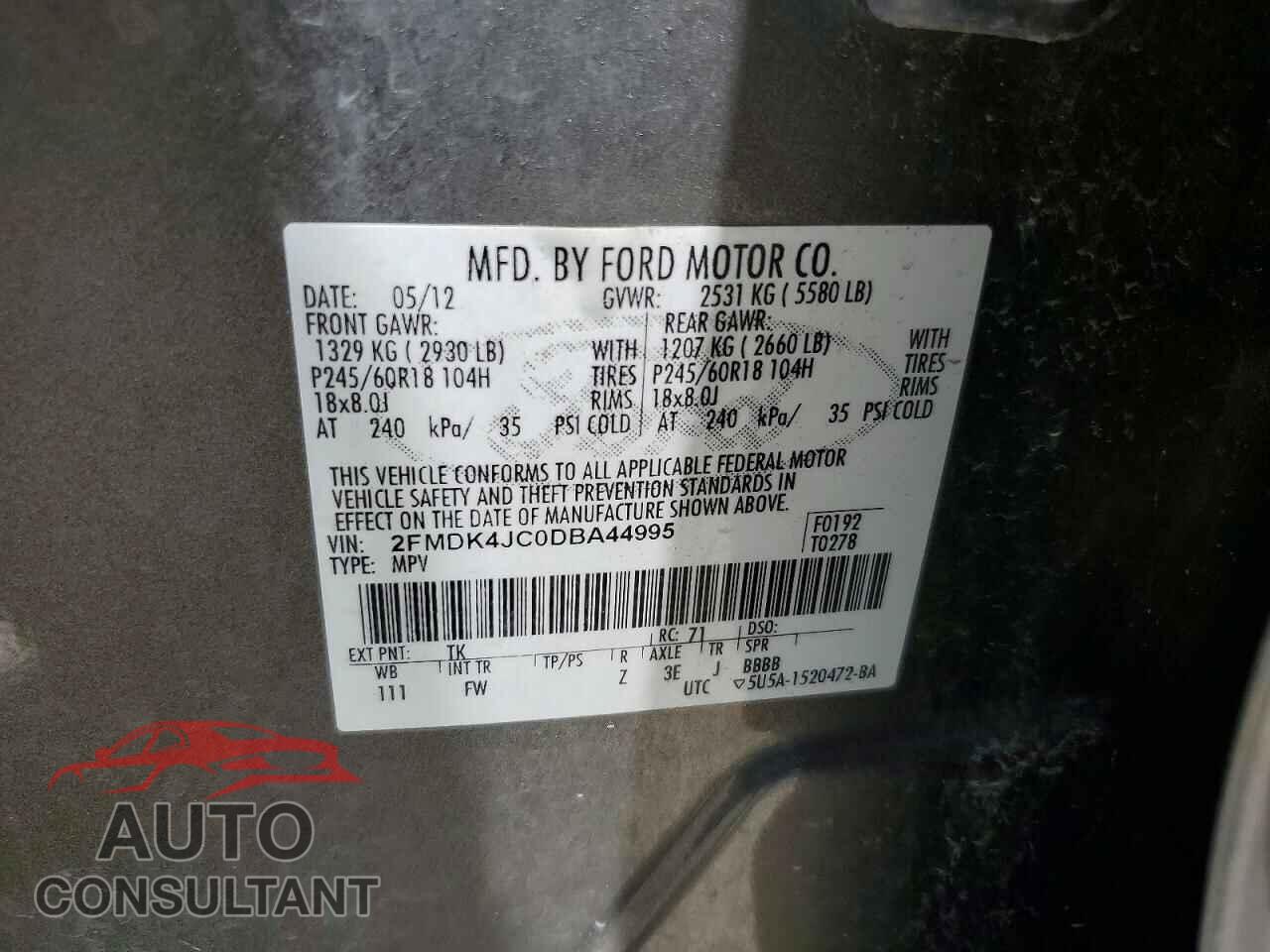 FORD EDGE 2013 - 2FMDK4JC0DBA44995