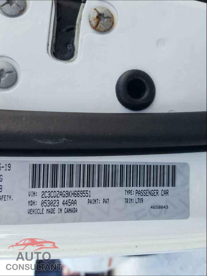 DODGE CHALLENGER 2019 - 2C3CDZAG9KH669551