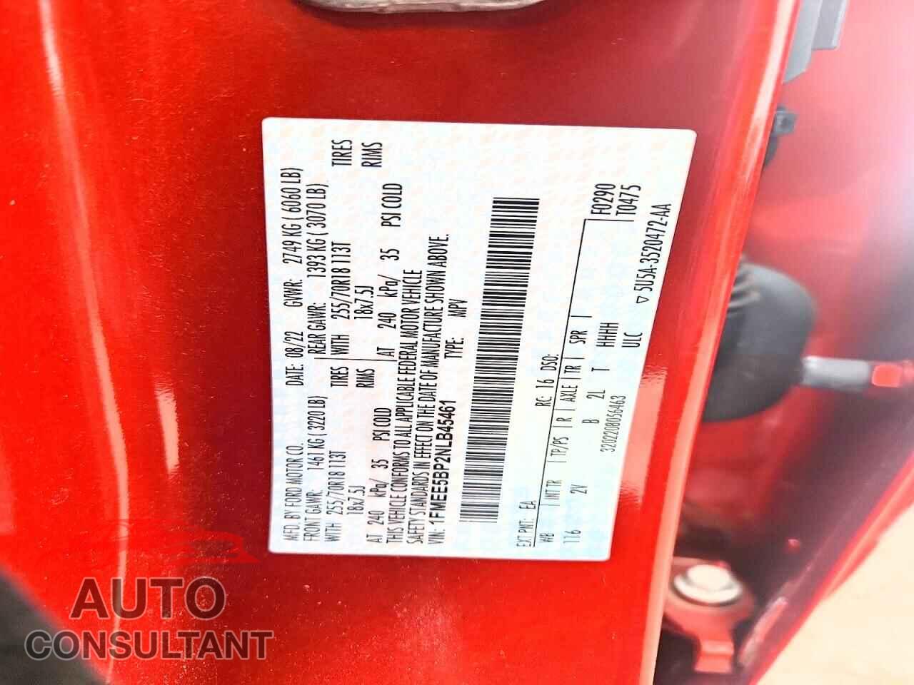 FORD BRONCO 2022 - 1FMEE5BP2NLB45461