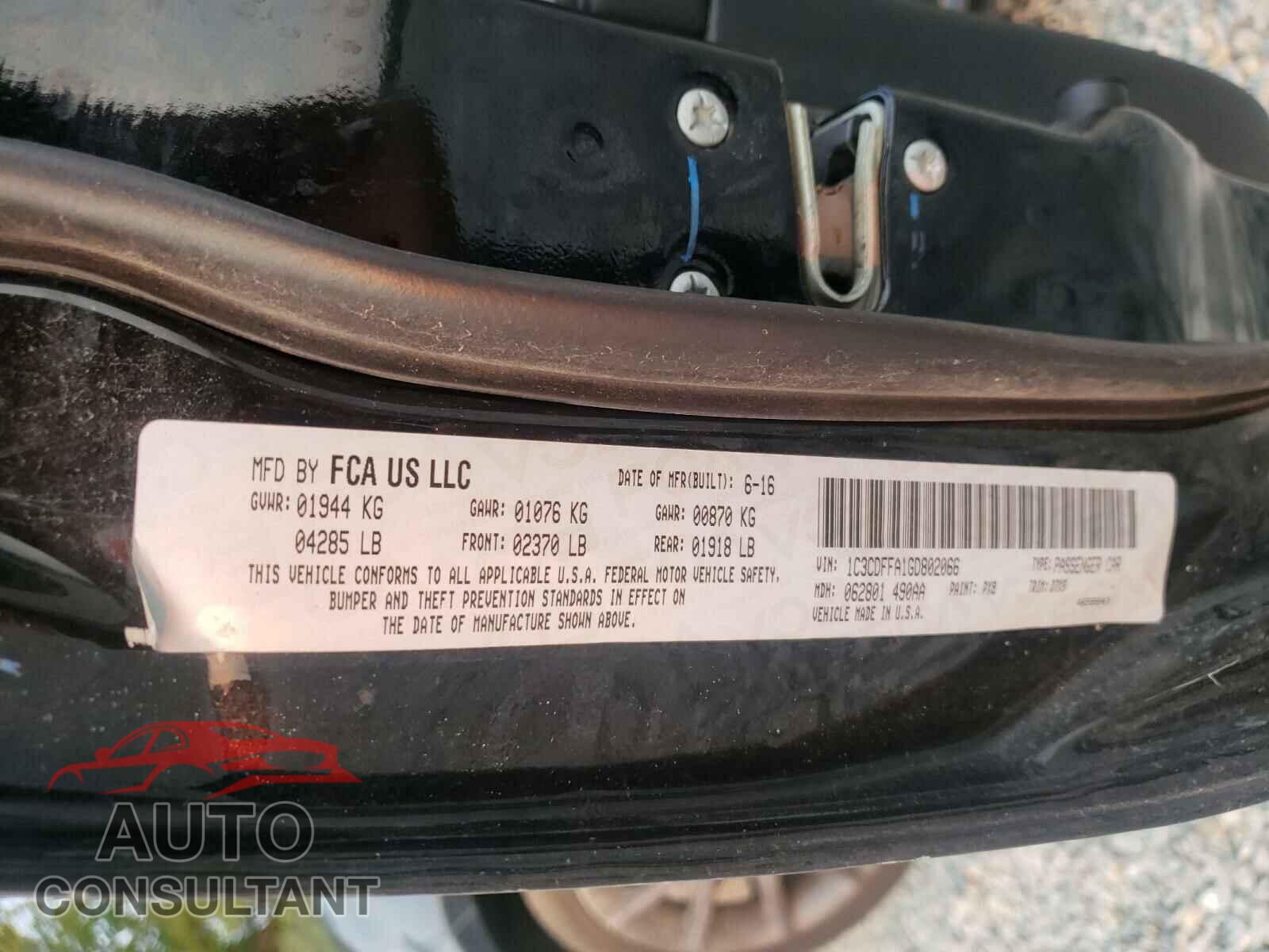 DODGE DART 2016 - 1C3CDFFA1GD802066