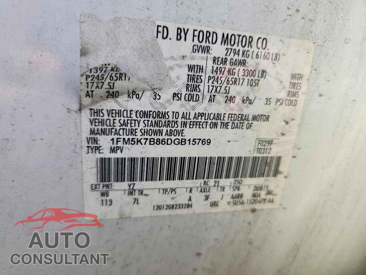 FORD EXPLORER 2013 - 1FM5K7B86DGB15769