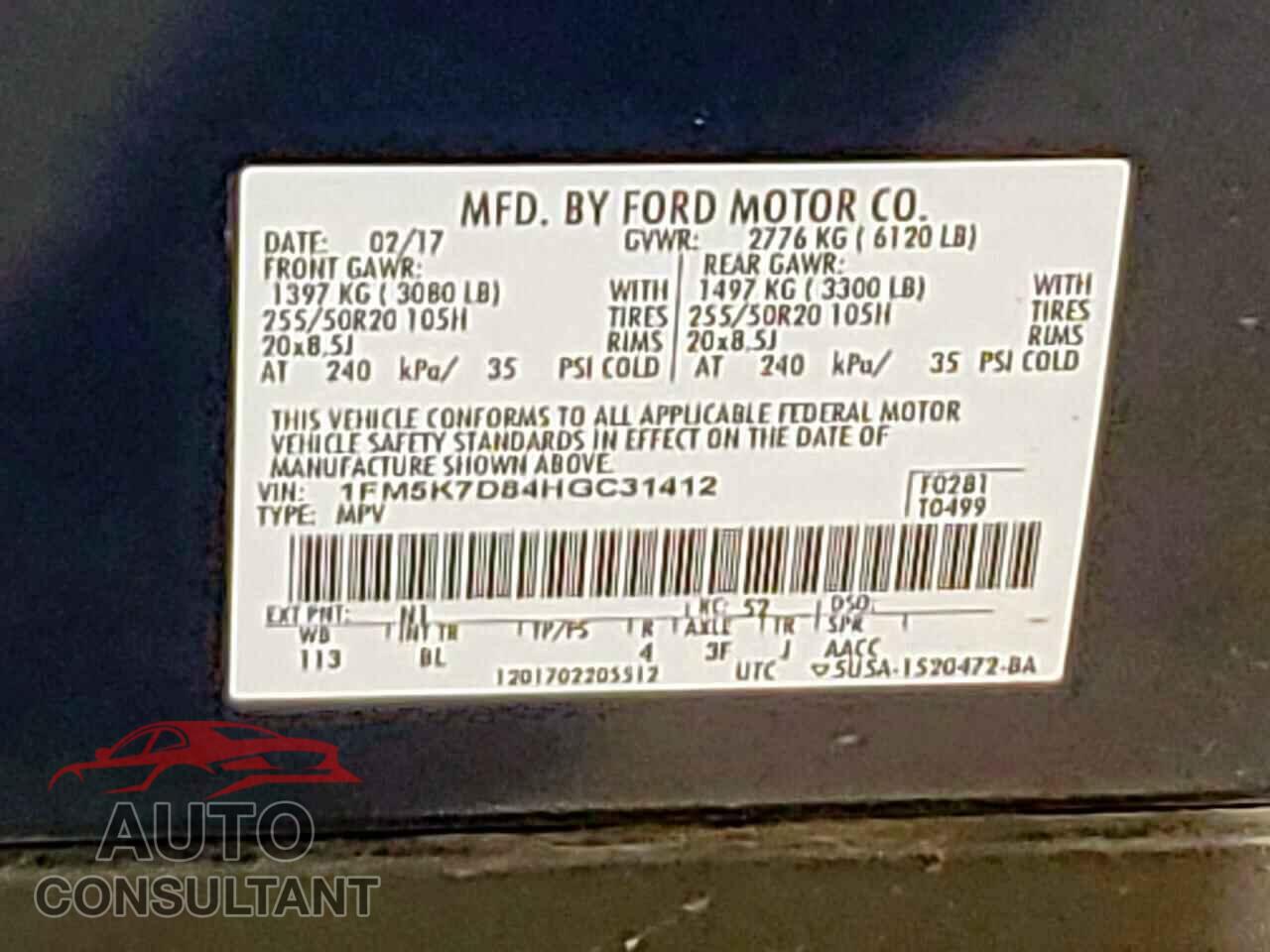 FORD EXPLORER 2017 - 1FM5K7D84HGC31412