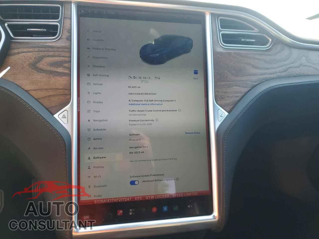 TESLA MODEL S 2017 - 5YJSA1E17HF217247