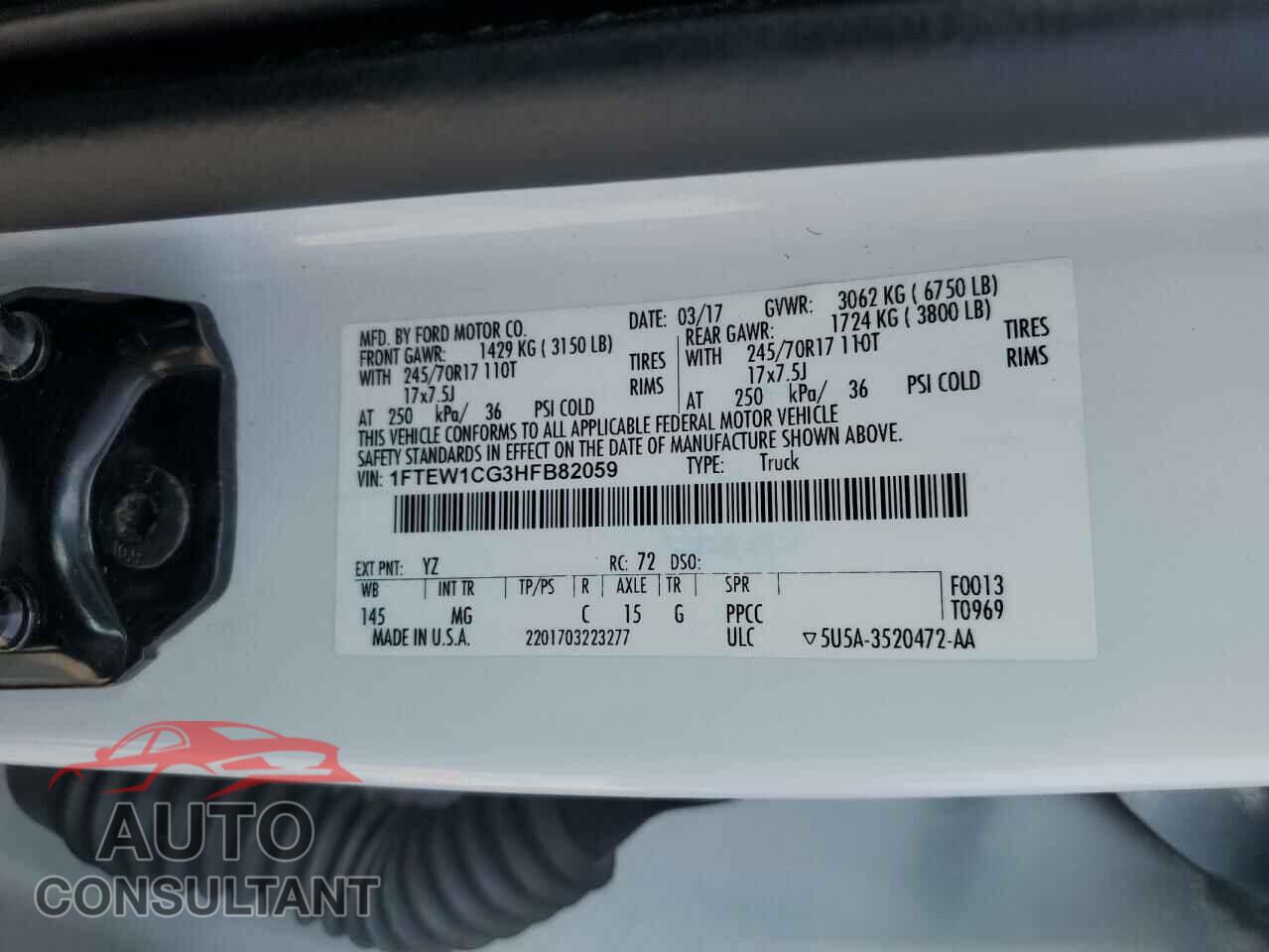 FORD F-150 2017 - 1FTEW1CG3HFB82059