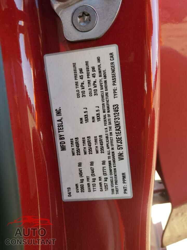 TESLA MODEL 3 2019 - 5YJ3E1EA3KF312453