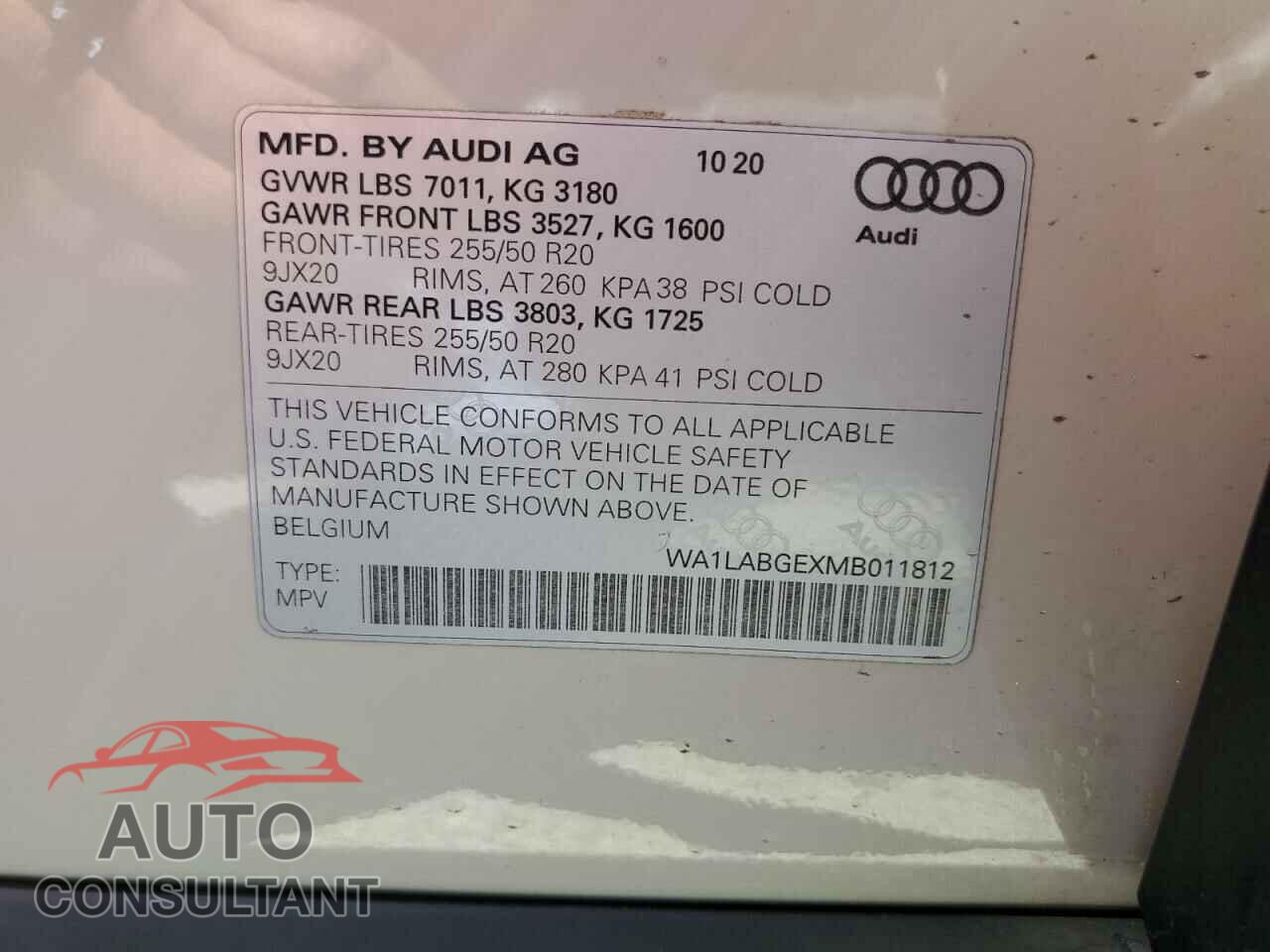 AUDI E-TRON 2021 - WA1LABGEXMB011812